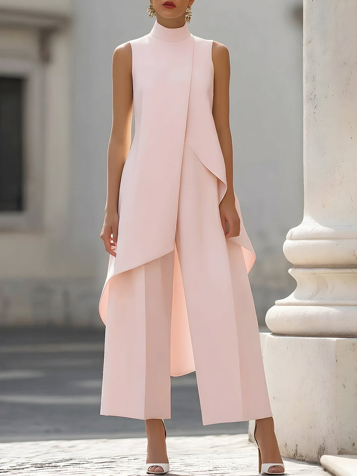 Asymmetric Layered Sleeveless Top &amp; Wide-Leg Pants Set