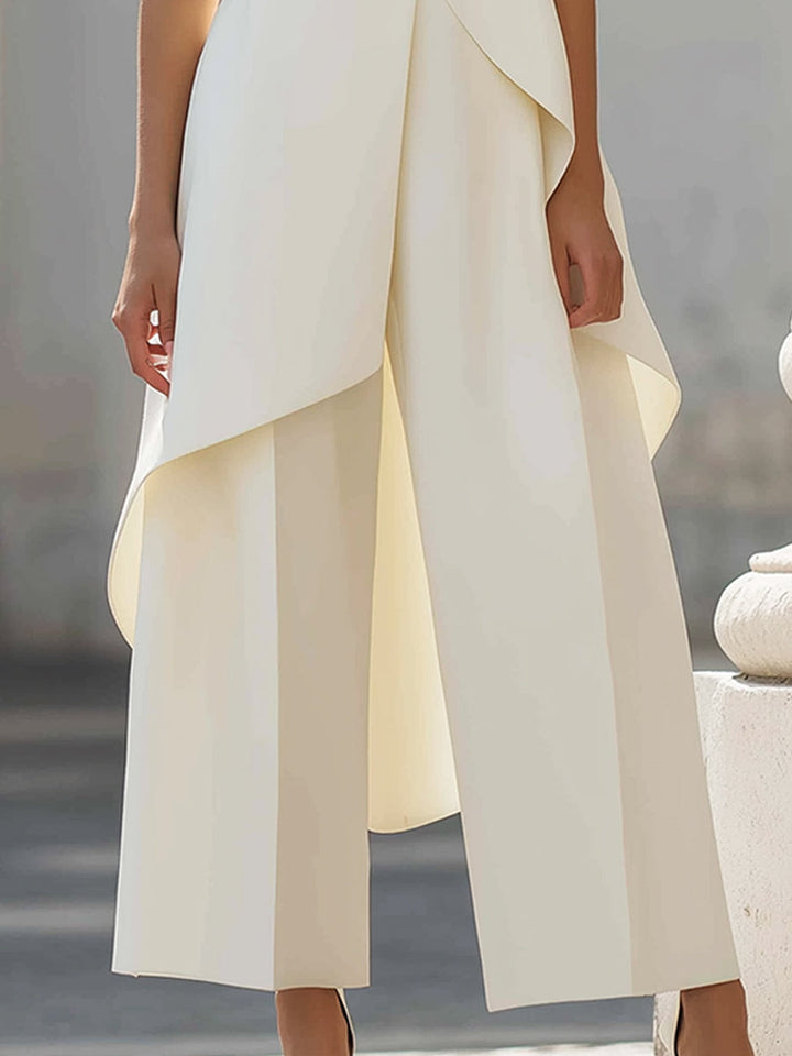 Asymmetric Layered Sleeveless Top &amp; Wide-Leg Pants Set