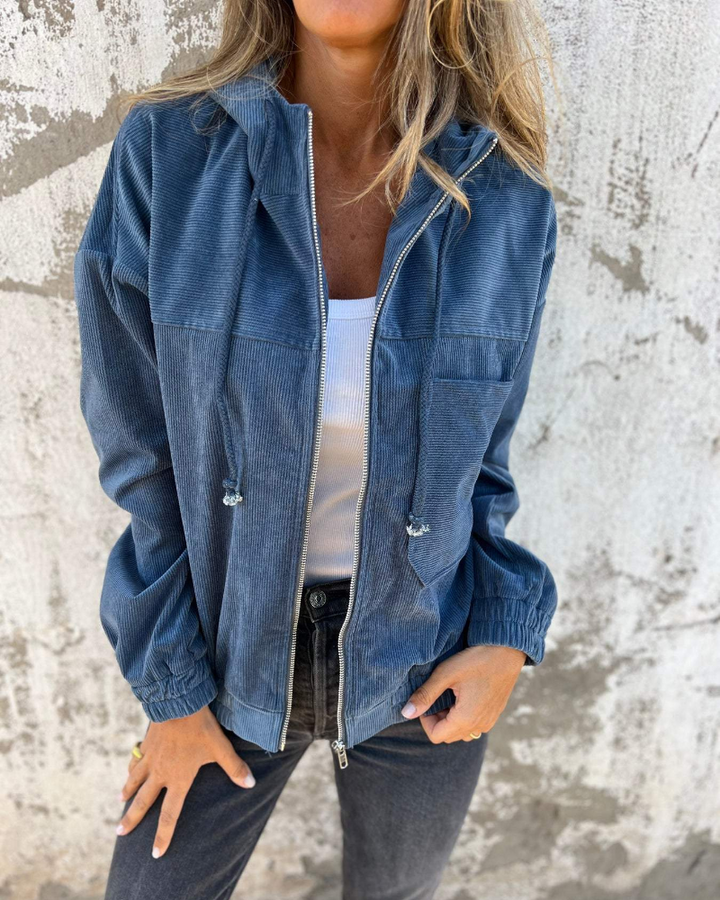 ELLA™ | Corduroy Hooded Zip Jacket