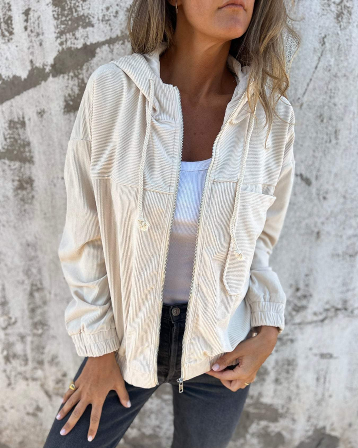 ELLA™ | Corduroy Hooded Zip Jacket