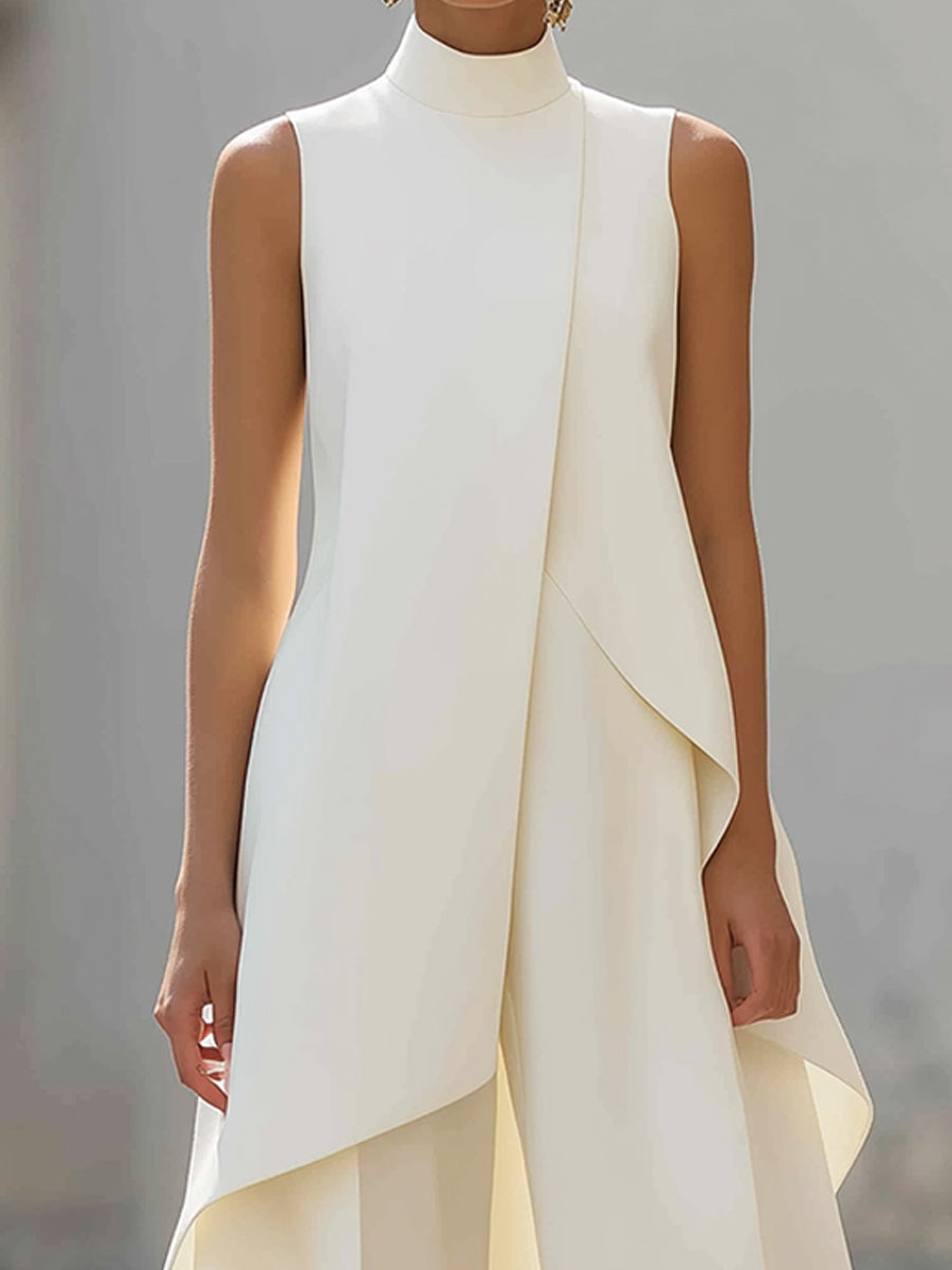 Asymmetric Layered Sleeveless Top &amp; Wide-Leg Pants Set